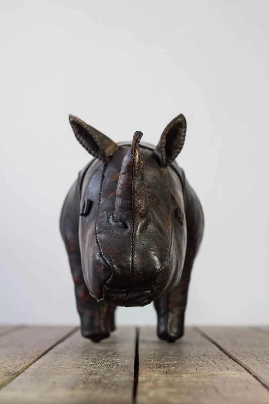 Vintage leather online rhino footstool